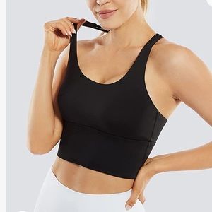 Strappy black workout sports bra